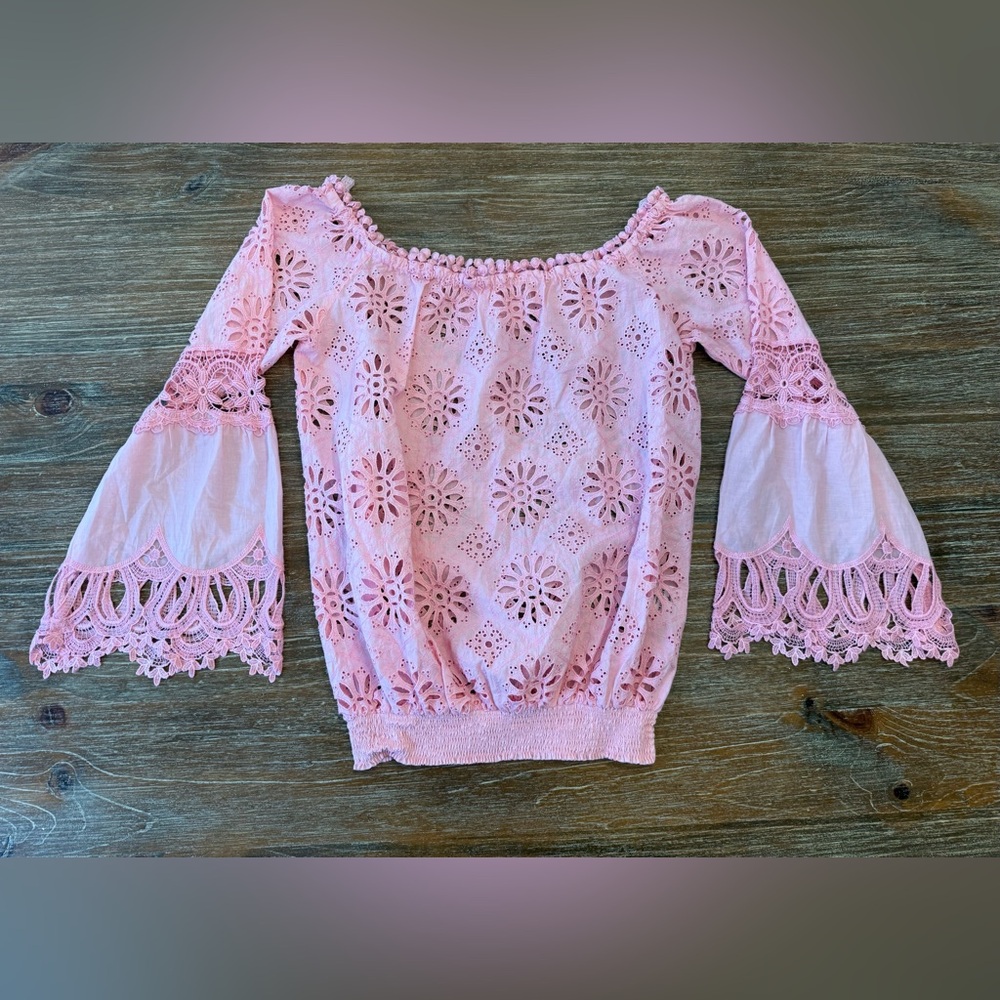 TEMPTATIONS POSITANO PINK LONG-SLEEVE BLOUSE, MEDIUM